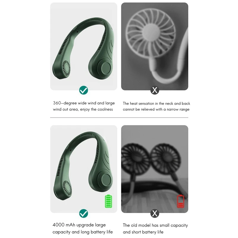 Hanging Neck Fan USB Portable Charging Handheld Student Lazy Small Mini Electric | Бытовая техника
