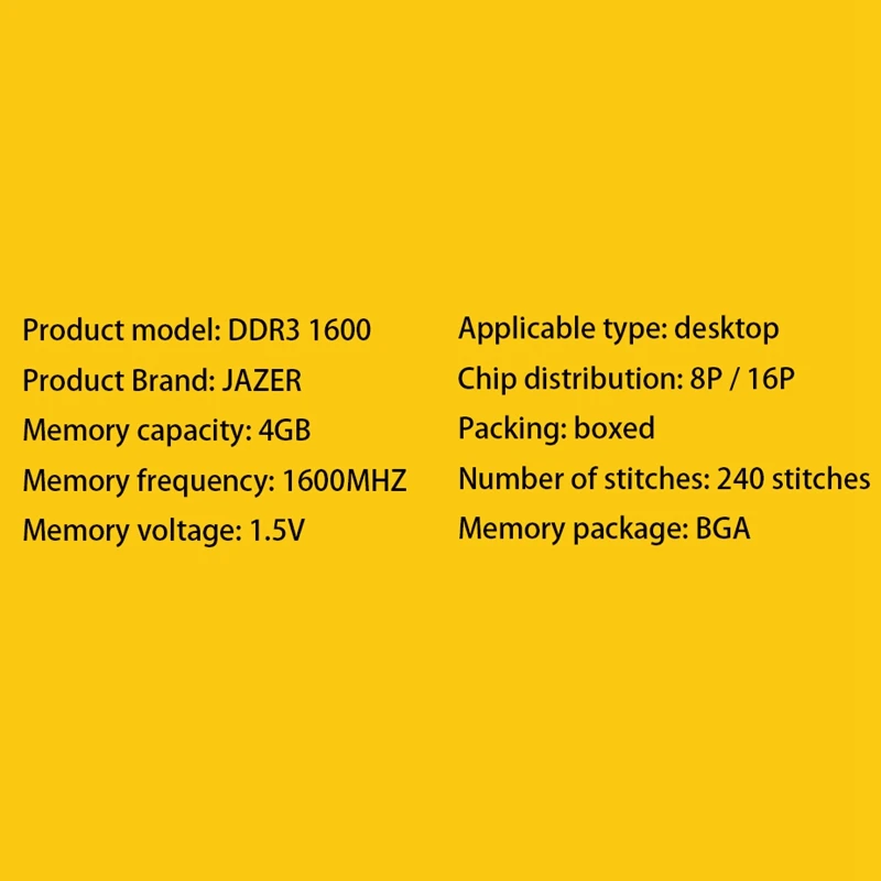 

JUHOR PC Memory DDR3 4GB 1600MHz 1.5V 240 Pin PC Computer Desktop Memory Module Ram Memory Stick