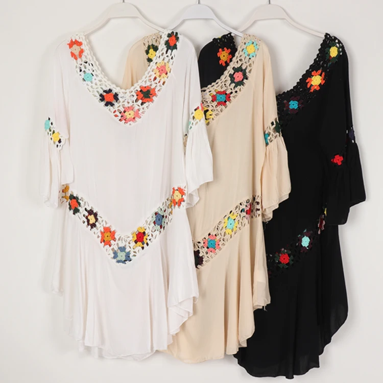 

Girl Hand Hook Three Quarter Sleeves Beach Dress Popular Outdoor Beachwear