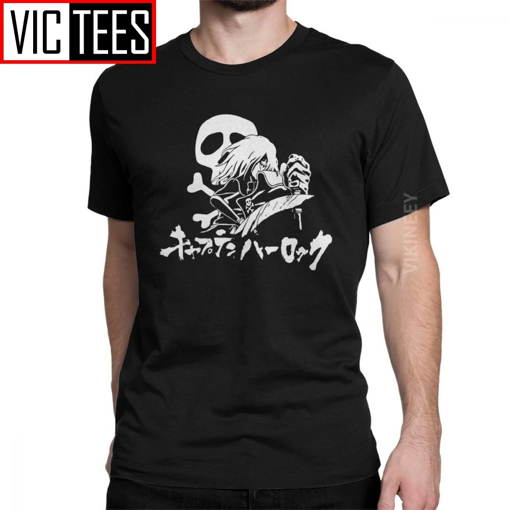 Мужская футболка Harlock Space Pirate Skull Cool чистый хлопок капитан манга аниме Camisas Hombre с 3D