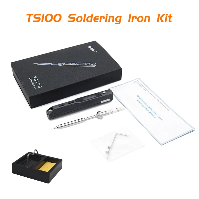 TS100 Mini Portable Programmable Electric Soldering Iron Kit  Max Output 65w Rapid Warming STM32 Digital Display DC5525 3Types