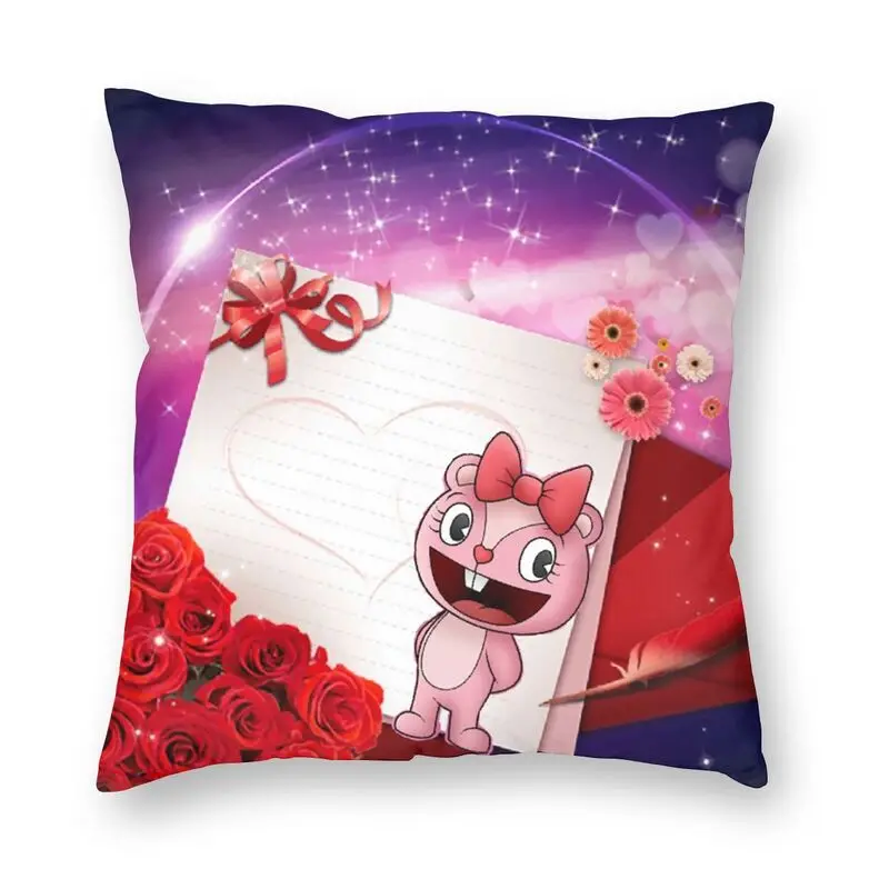

Модный чехол для подушки с надписью Happy Tree Friends, 45x45 см, Бархатная подушка для дивана, квадратная декоративная наволочка