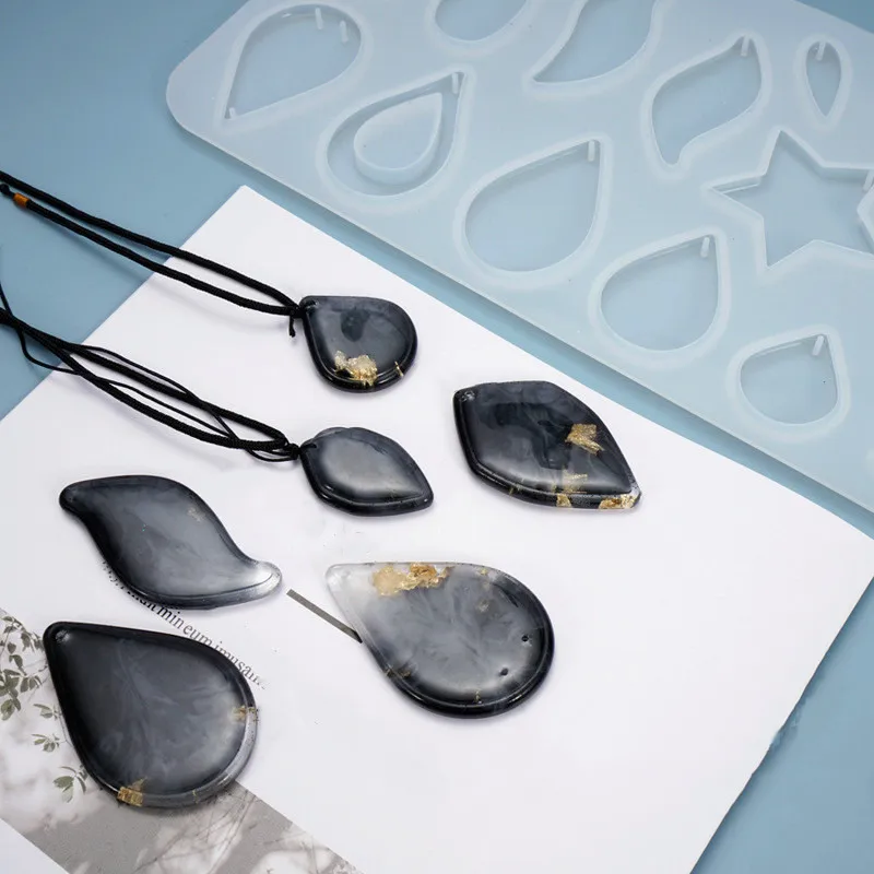 

SNASAN Silicone Mold for jewelry pendant with hole Resin Silicone Mould Crafts Jewelry Making tool charms epoxy resin molds