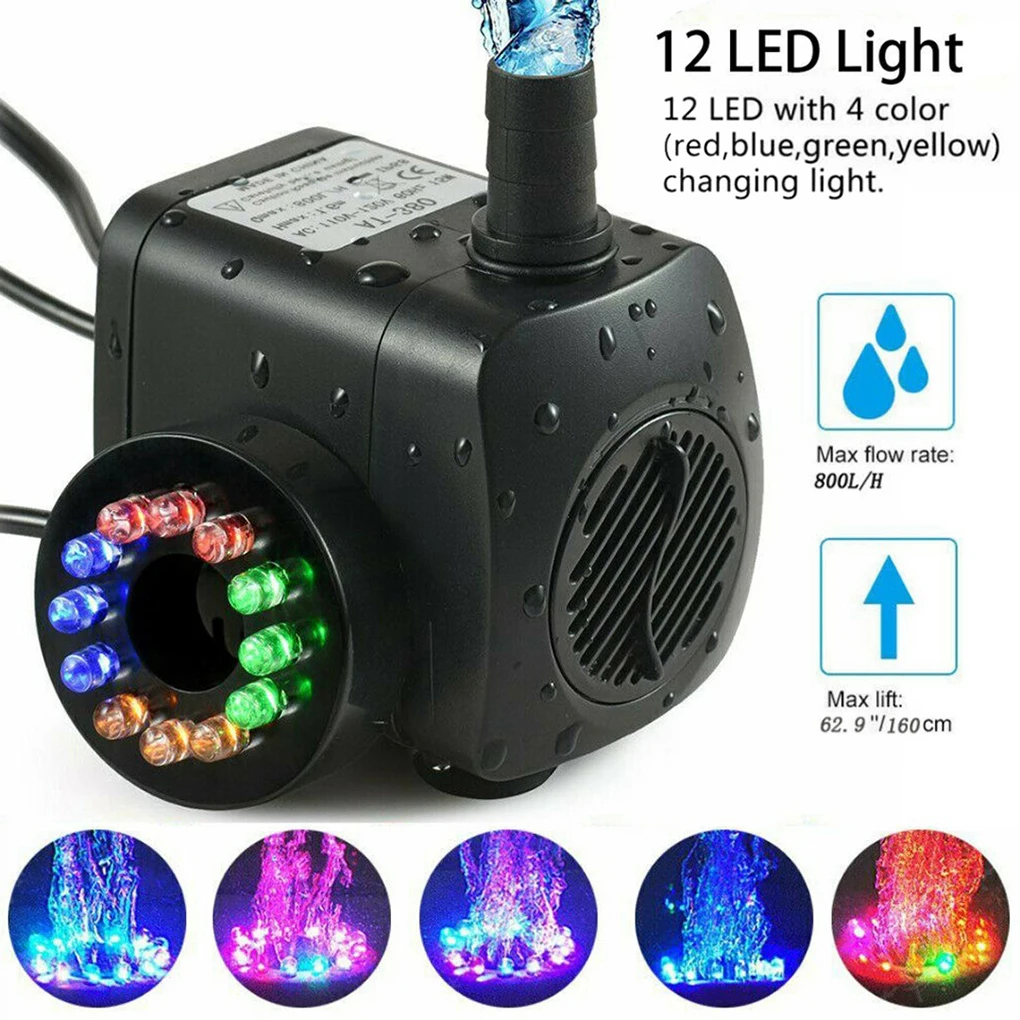 

Colorful Lights Water Pump LED Beads Lights Underwater Fountain Pump Pond Aquarium Submersible Fountain Machine Aquarium Pump
