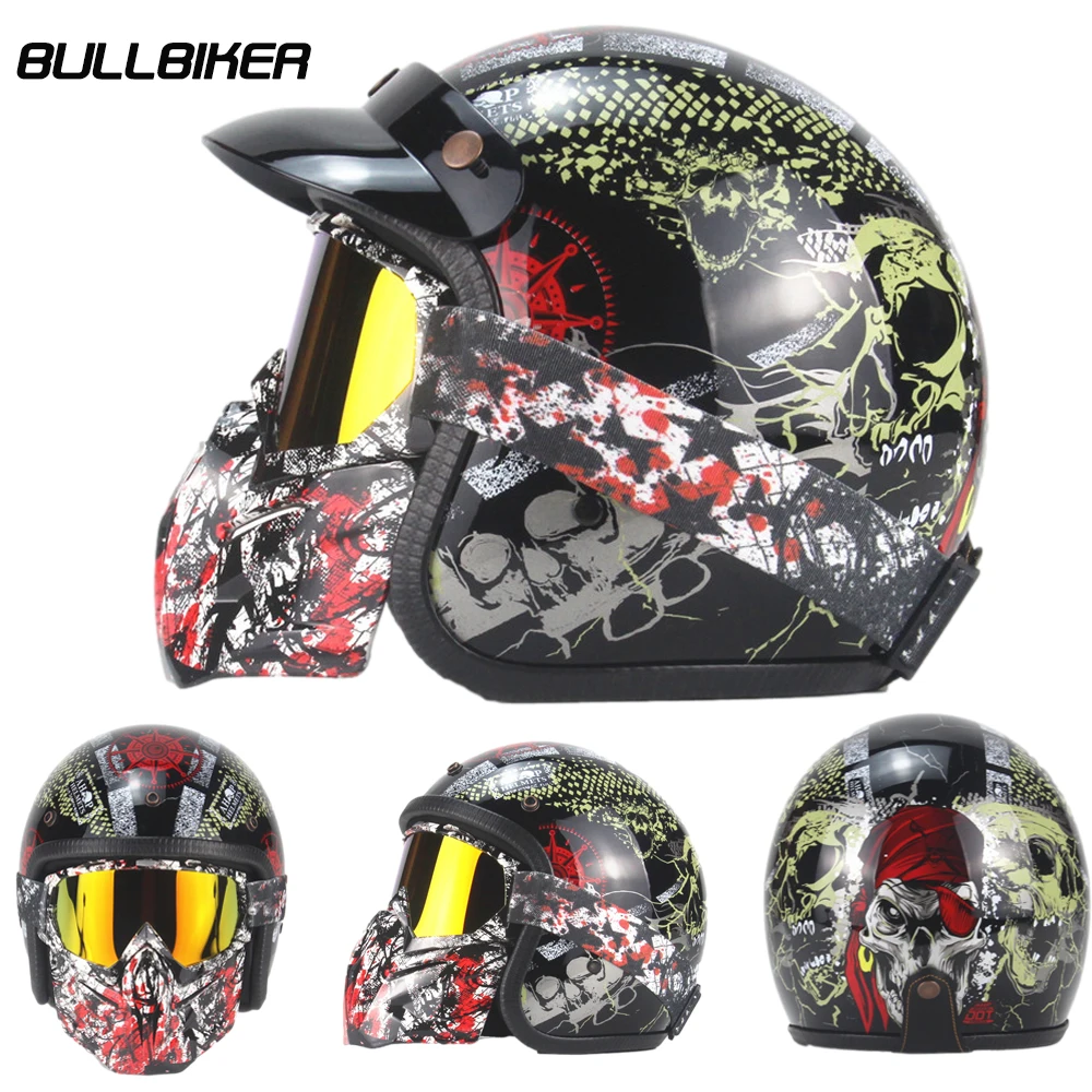 Мотоциклетный ретро-шлем с открытым лицом 3/4 велосипедный Чоппер Круизер