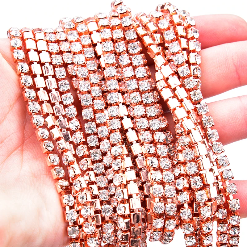 Стразы AAAAA отделка прозрачный камень Хрустальная цепочка розовое золото