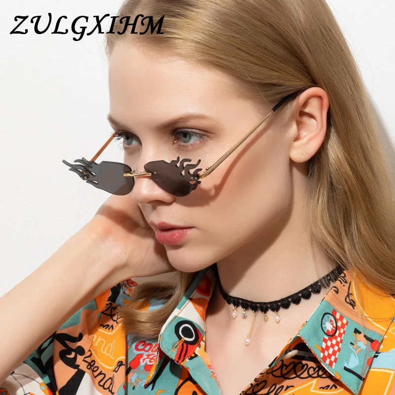 Солнцезащитные очки женские без оправы Модные индивидуальные зеркальные с