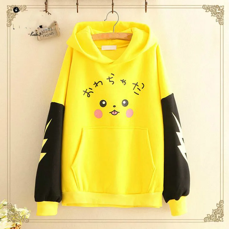 Толстовка с длинными рукавами и принтом Пикачу тонкое бархатное пальто цвет