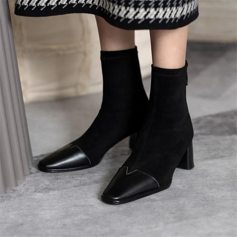 

Women's Mid Calf Boots Pointed Toe Plush In Warmest Winter Women Shoes Sewing Solid Color And Zipper-Sid Platform Botas De Mujer