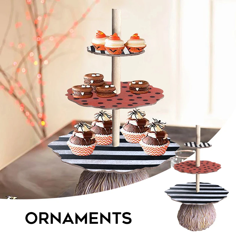 

Newly Tree Root Snack Rack Three-Tier Resin Broom Ornament Novelty Halloween Party Supplies for Home Living Room Bar