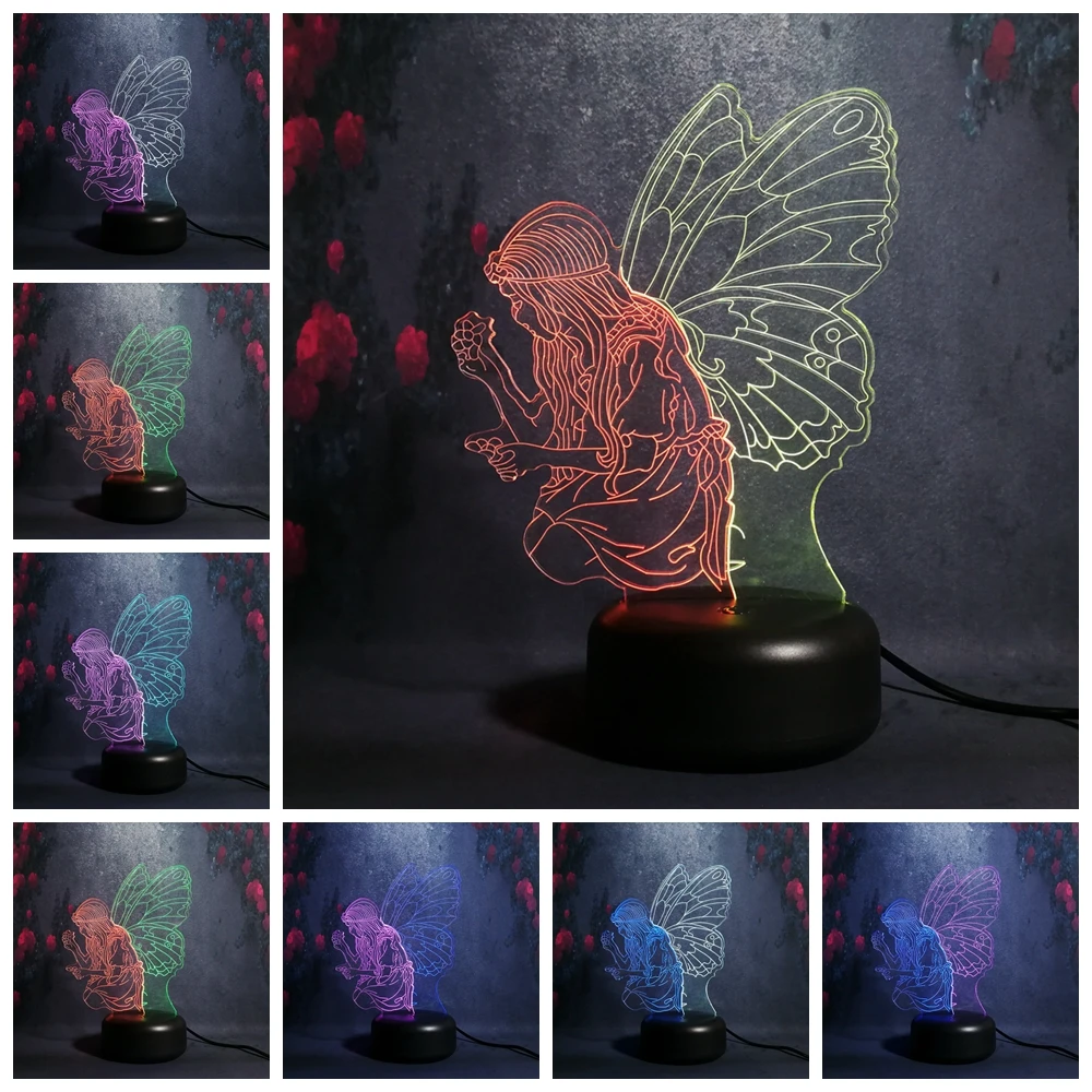 7 цветов Изменение смешанных двух мечтательные Красивые Девушки Фея стерео 3D