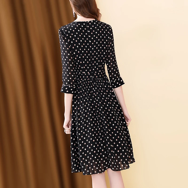 Женское шифоновое платье в горошек ONLY PLUS повседневное ТРАПЕЦИЕВИДНОЕ ПЛАТЬЕ с