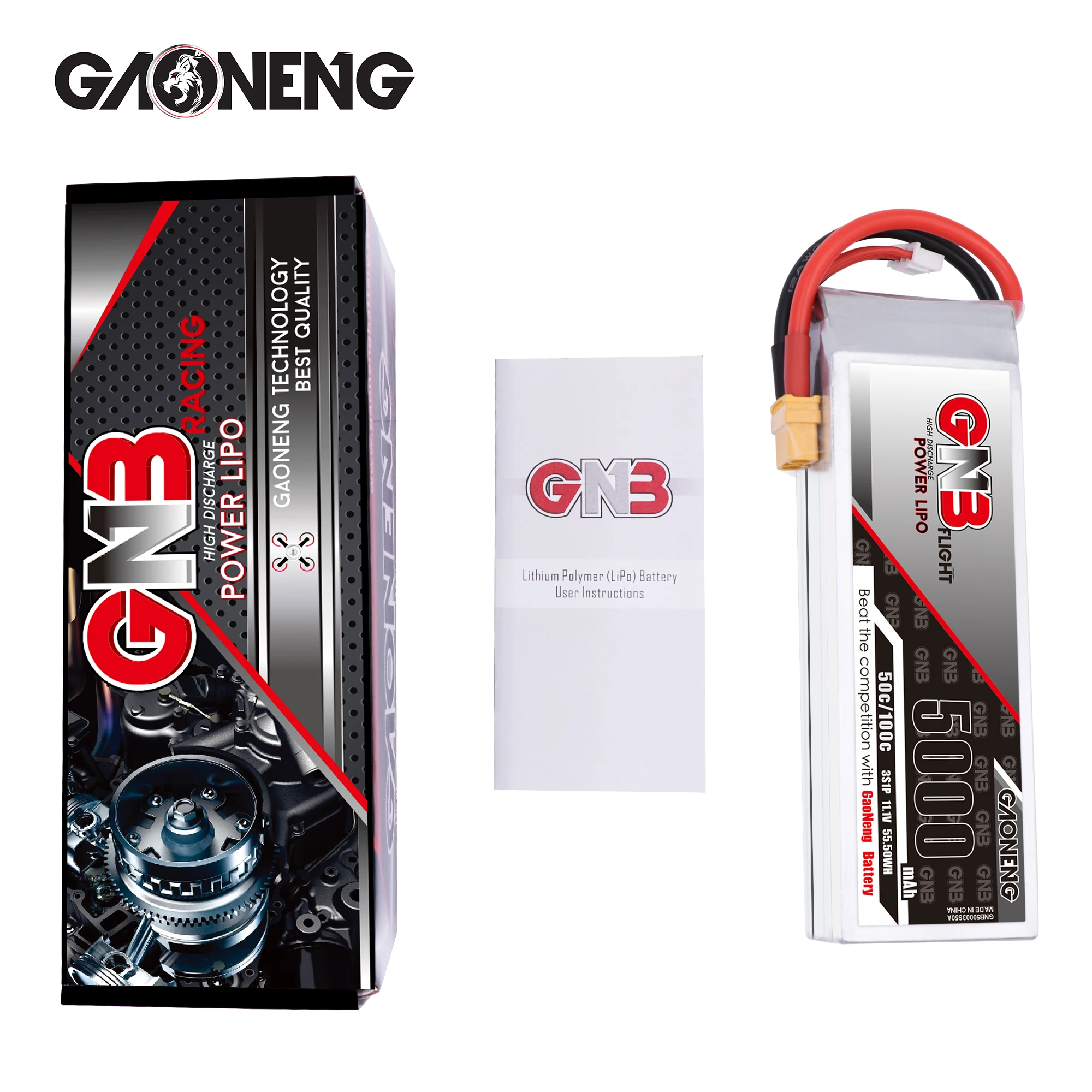 

Gaoneng GNB 3S 5000mAh 11.1V 50C/100C Lipo Battery With XT60 XT90 Plug for FPV Drone RC Helicopter Car Boat RC Parts