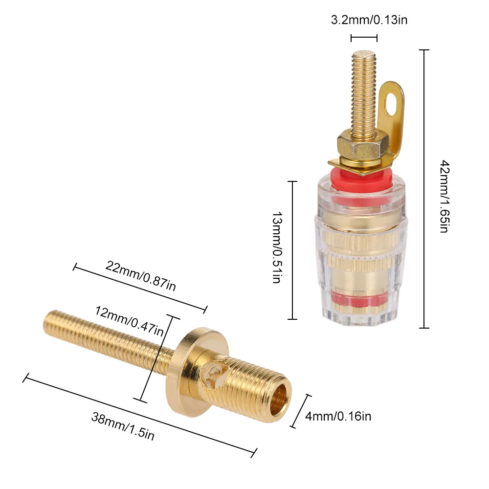 1 пара/4 пары 4 мм разъем типа банан с золотым покрытием клемма динамика длинная