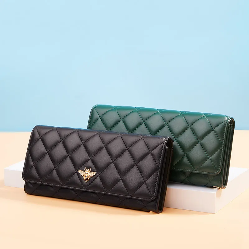 

WILLIAMPOLO Genuine Leather sheepskin Long Women's Wallet High capacity Multi-card phone Money lady purses casul card holder