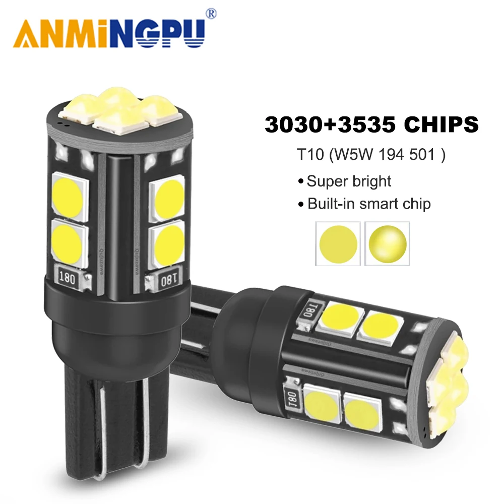 ANMINGPU 2x сигнала LampT10 Led Canbus W5W 194 501 Светодиодная лампа 3030SMD Габаритные фонари для