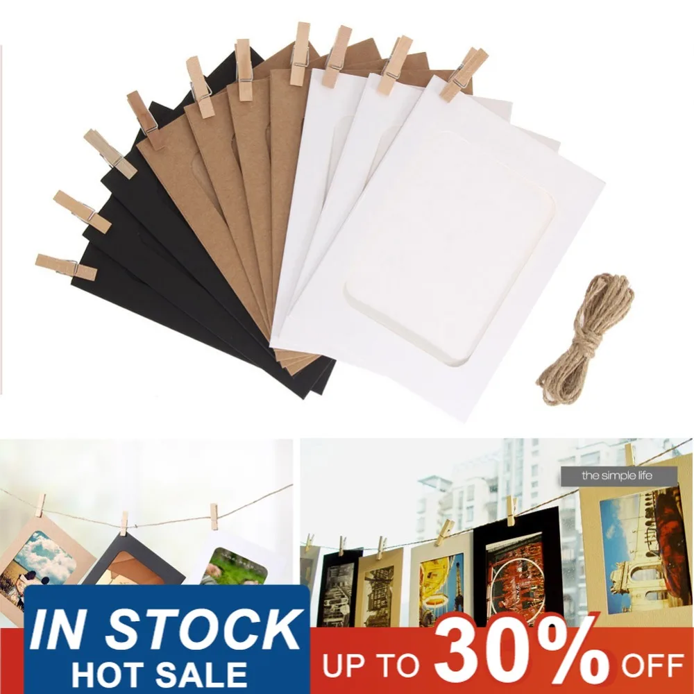 10 шт. Комбинации Бумага рамка с зажимы типа сделай сам из крафт бумаги