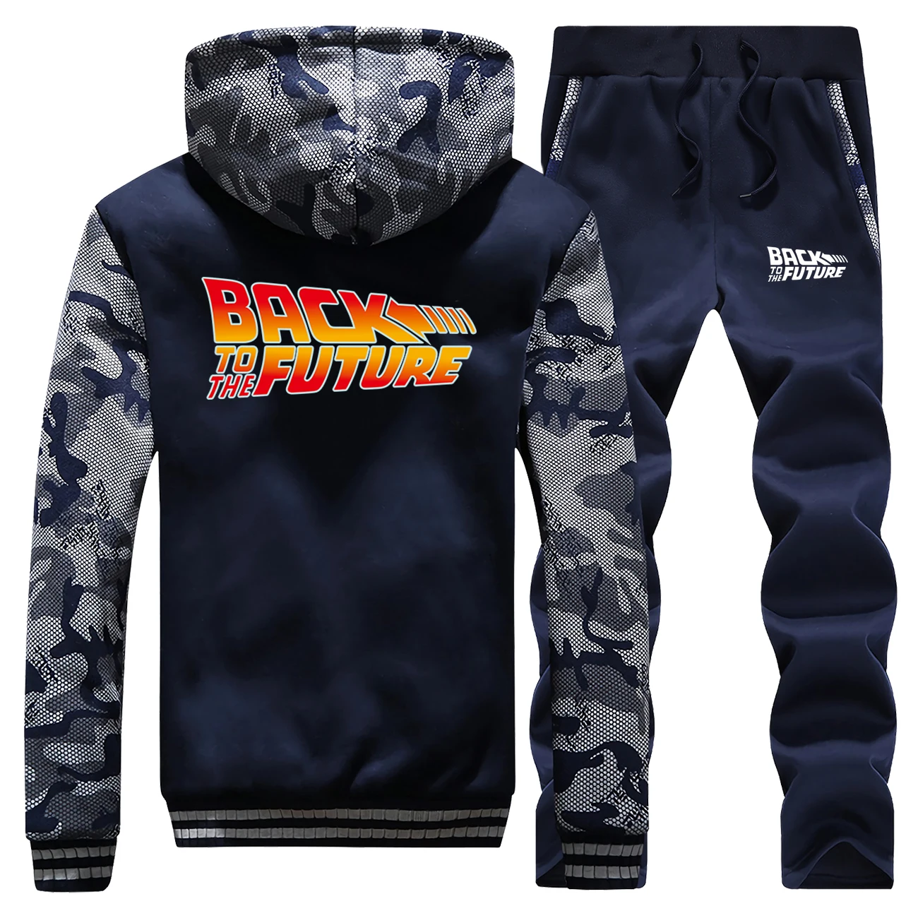

Fashion Back To The Future Camo Sweatshirt Hoodies Pant Sets Men Series Back To The Future Movie Tracksuit Sportswear Sweatpants