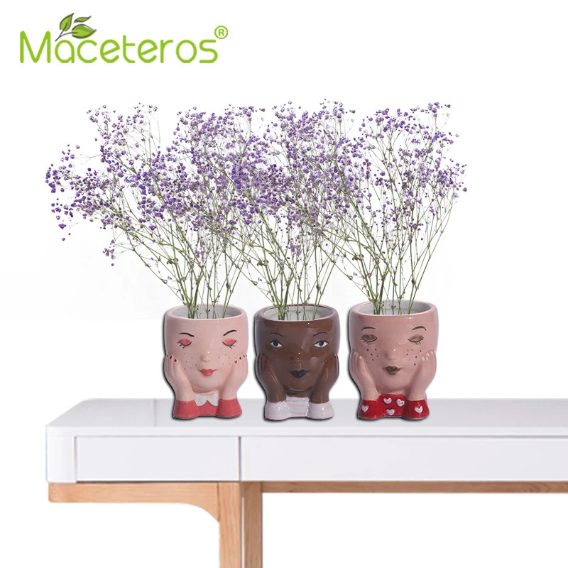 

Nordic Outdoor Simple Personality Face-shaped Flower Pot Creative Gardening Characters Ceramic Vase Desktop Potted Ornaments