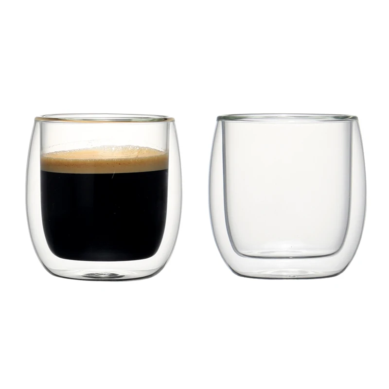 

Set of 2 Double Wall Coffee Cup Heat-resistant Borosilicate Glass Cups for Coffee Tea Beverages Ice Cream 300ml/10 oz