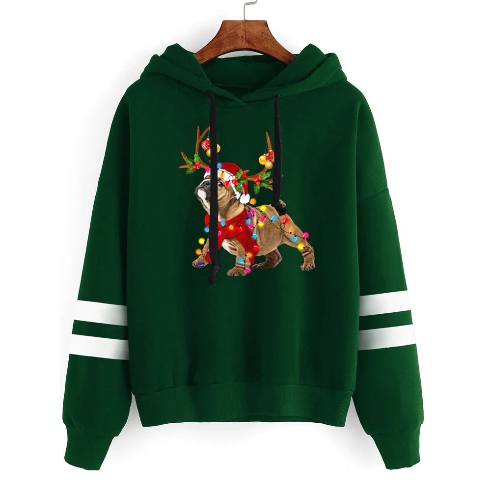 

Santa Dog Women Hoodies Harajuku Gorgeous Reindeer Christmas Lights Vintage Hoodies Sweatshirts Streetwear Pullovers Animal