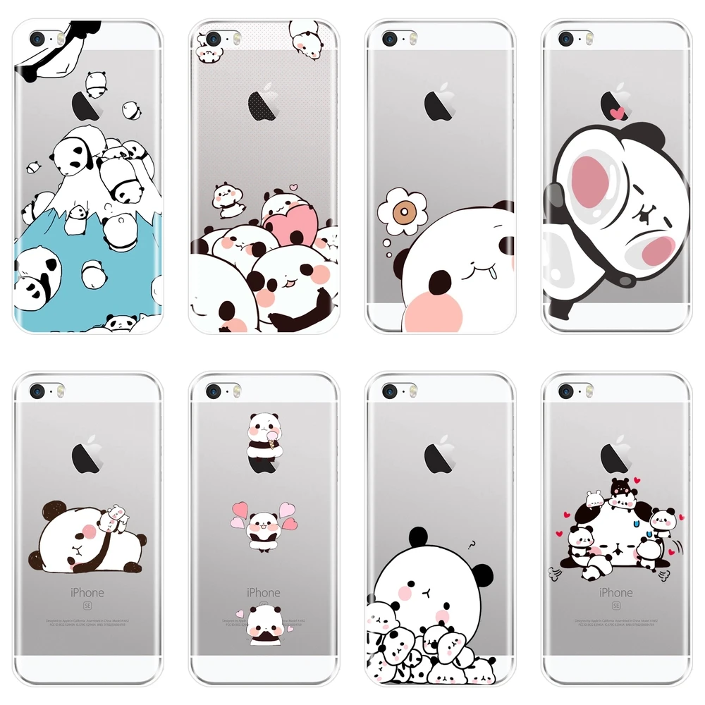 Задняя крышка для iPhone 5C силиконовый чехол с милой пандой SE 5 S Забавный каваи