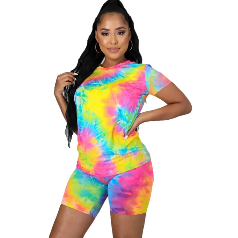 Летний костюм женские Брендовые спортивные костюмы из 2 предметов футболка и