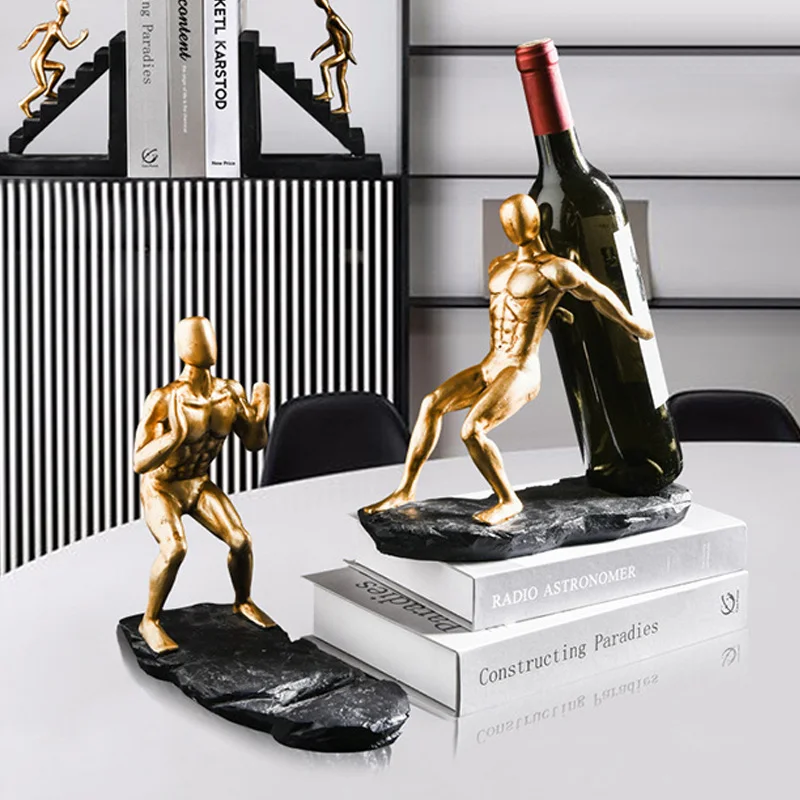 

Смола Золотая Статуэтка Винная стойка украшение креативное украшение ремесло Скульптура фигурка Настольный Декор украшение дома аксессуа...