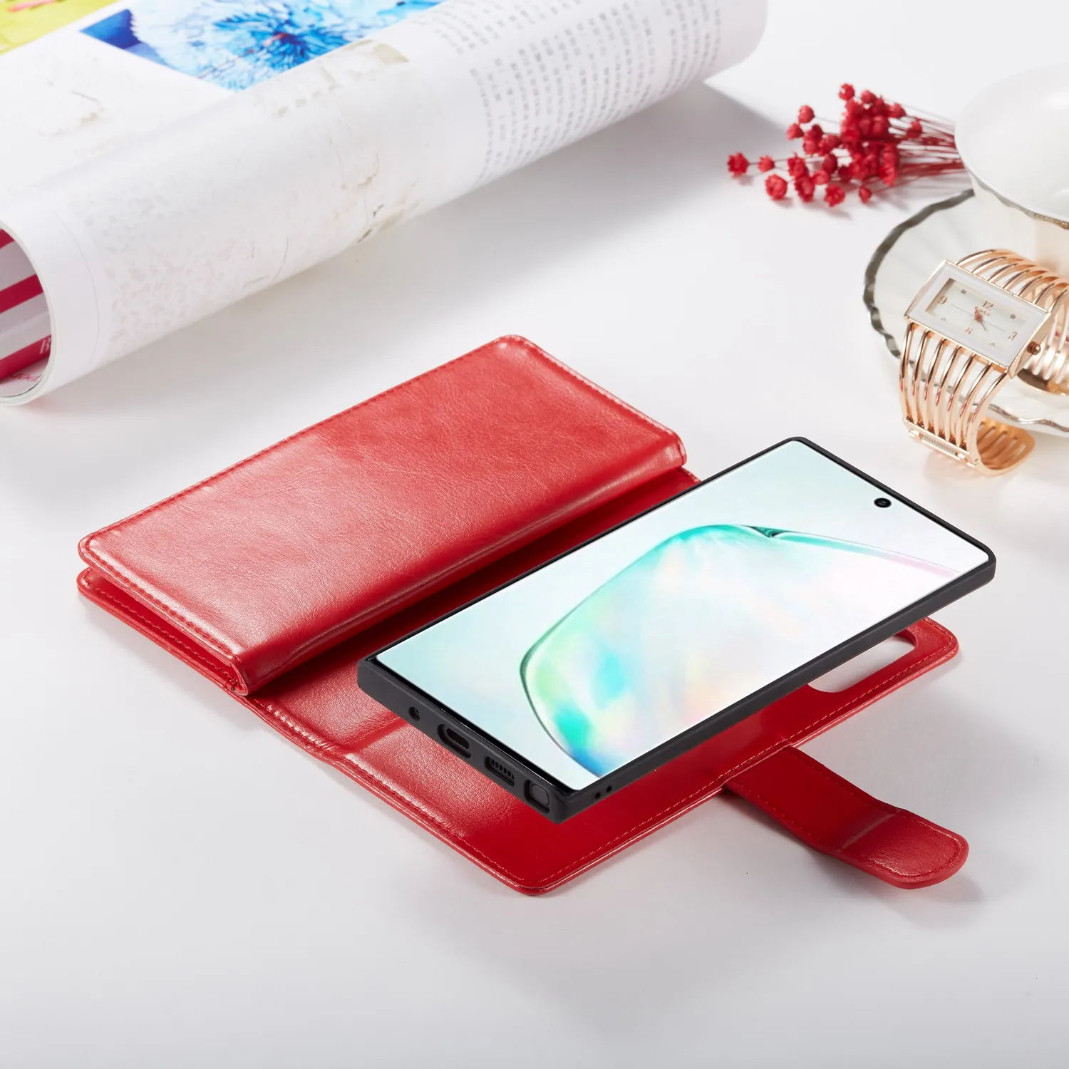 2 в 1 Магнитный чехол-бумажник из искусственной кожи для samsung Galaxy Note 10 Plus 8 9 S10 Plus S10e S9 S8 Plus 9 отделений для карт
