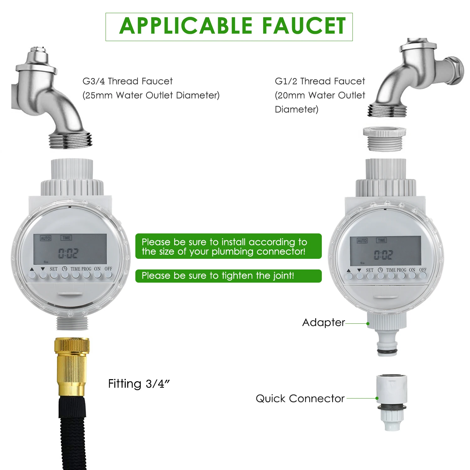 

Solar Powered Water Irrigation Timer Electronic Programmable Automatic Watering Controller Hose Faucet Timer with LCD Display