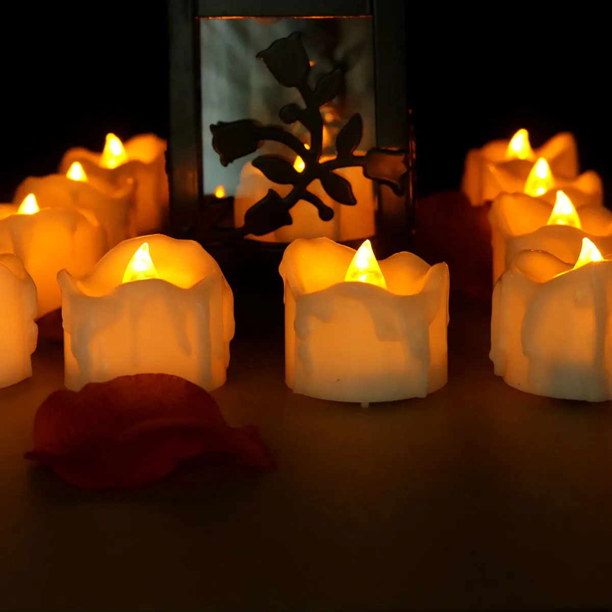 

12 pcs Teardrop Plastic Electronic Candle Soft Light Flashing LED Christmas Decoration Candle Light Holiday Halloween