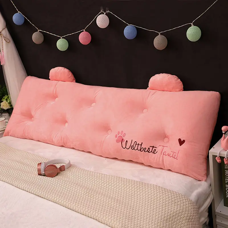 

Direct Selling Pink Color Bedside Large Soft Pillow Princess Cute Embroidery Back CUshion Double King Queen Size Cushion Seat