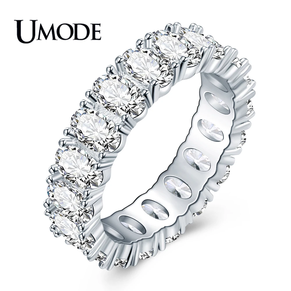 Ювелирные изделия UMODE новые модные овальные круглые циркониевые кольца вечности