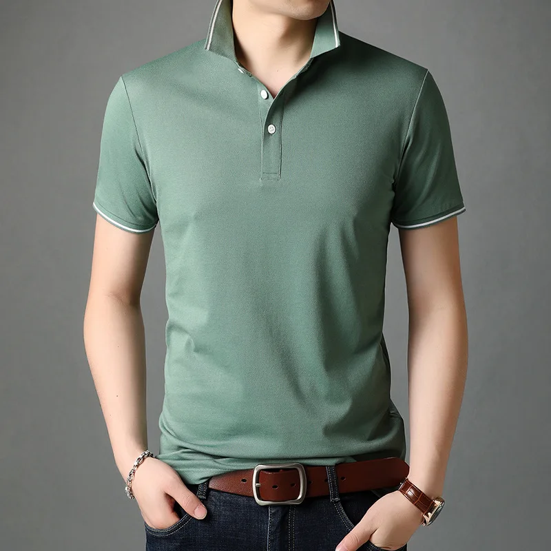 

Summer New Men's Fashion Pure Lapel Polo Shirts Short Sleeved Slim Casual T-Shirt Cotton Solid Colors Fashion Men's Clothes