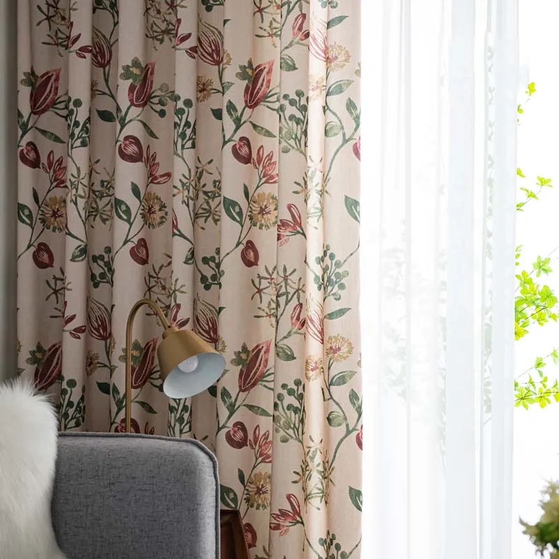 

Curtains For Living Room шторы фатин Para Salon Cortinas Rideau Nordic Minimalist Half Blackout Curtain 2021 Idyllic Flowers