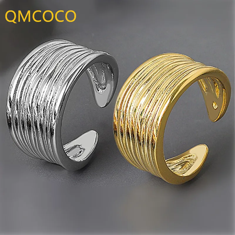 

QMCOCO 925 Серебряные винтажные старые широкие кольца индивидуальный дизайн открытые модные ювелирные украшения ручной работы для женщин Пода...