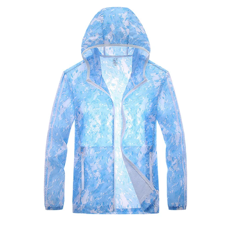 

Sun protection clothing men's nylon stretch print breathable fashion outdoor ultra-thin skin clothing jacket hooded windbreaker