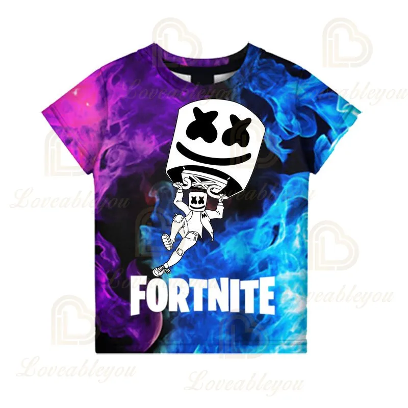 Детская одежда для мальчиков с героями аниме Fortnite футболка Летняя ворота