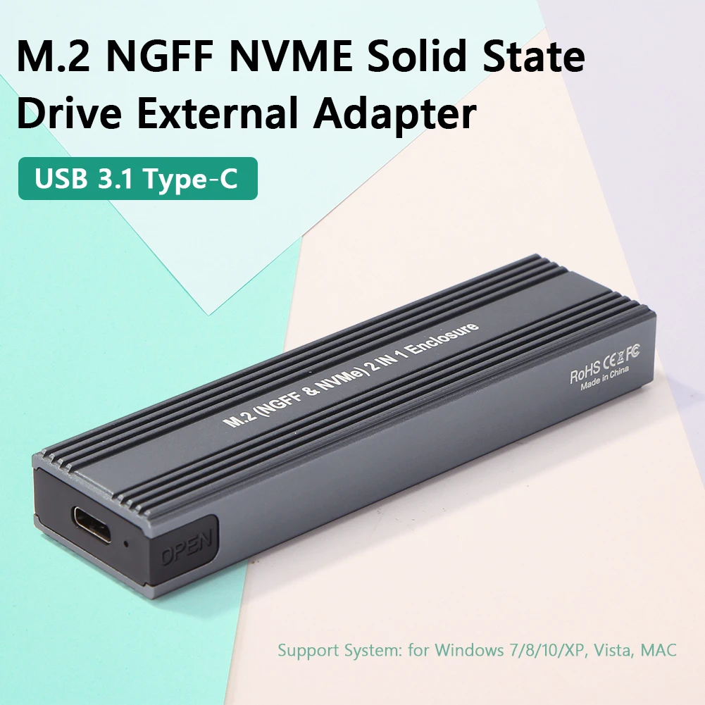 Чехол для SSD-накопителя GUDGA M.2 NVME PCIe NGFF SATA-USB 3,1 черный Алюминиевый адаптер для 2230 2242 2260 2280 NVMe/SATA M.2 SSD RTL9210B корпус для пк hdd case чехол для жеского диска алюминиевый корпус корпус hdd - изображение
