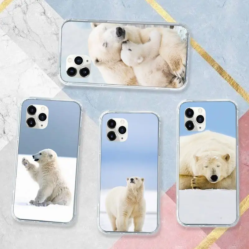 

Polar bear cute white animal Phone Case Transparent soft For iphone 5 5s 5c se 6 6s 7 8 11 12 plus mini x xs xr pro max