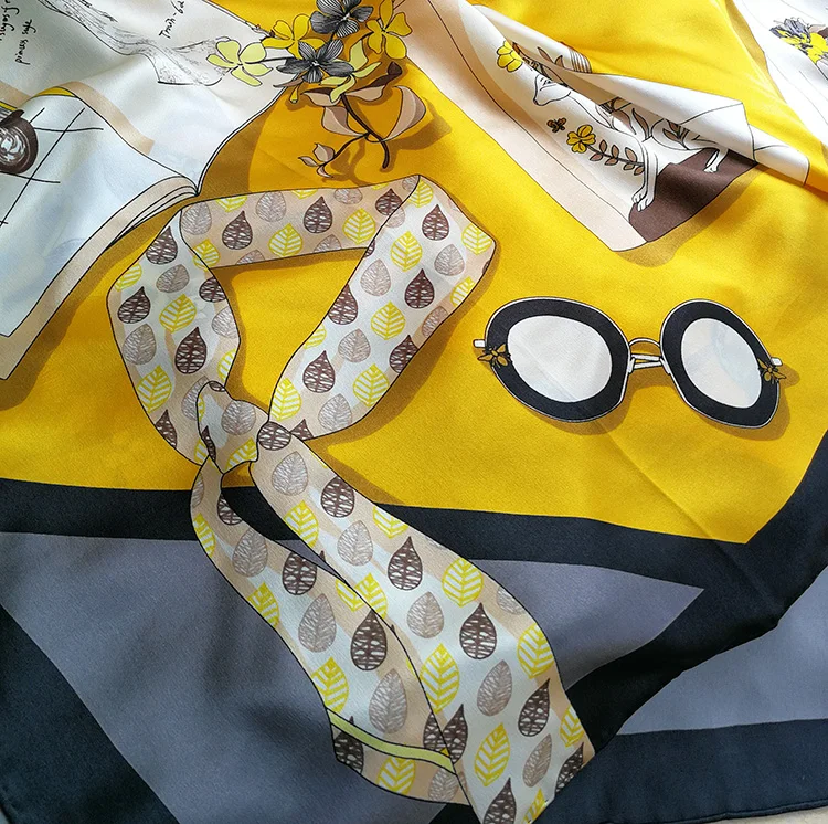 

Women's 100% Pure Silk 12mm Printed Big Square Scarf Wrap Kerchief 88cm 34.5" WJ019