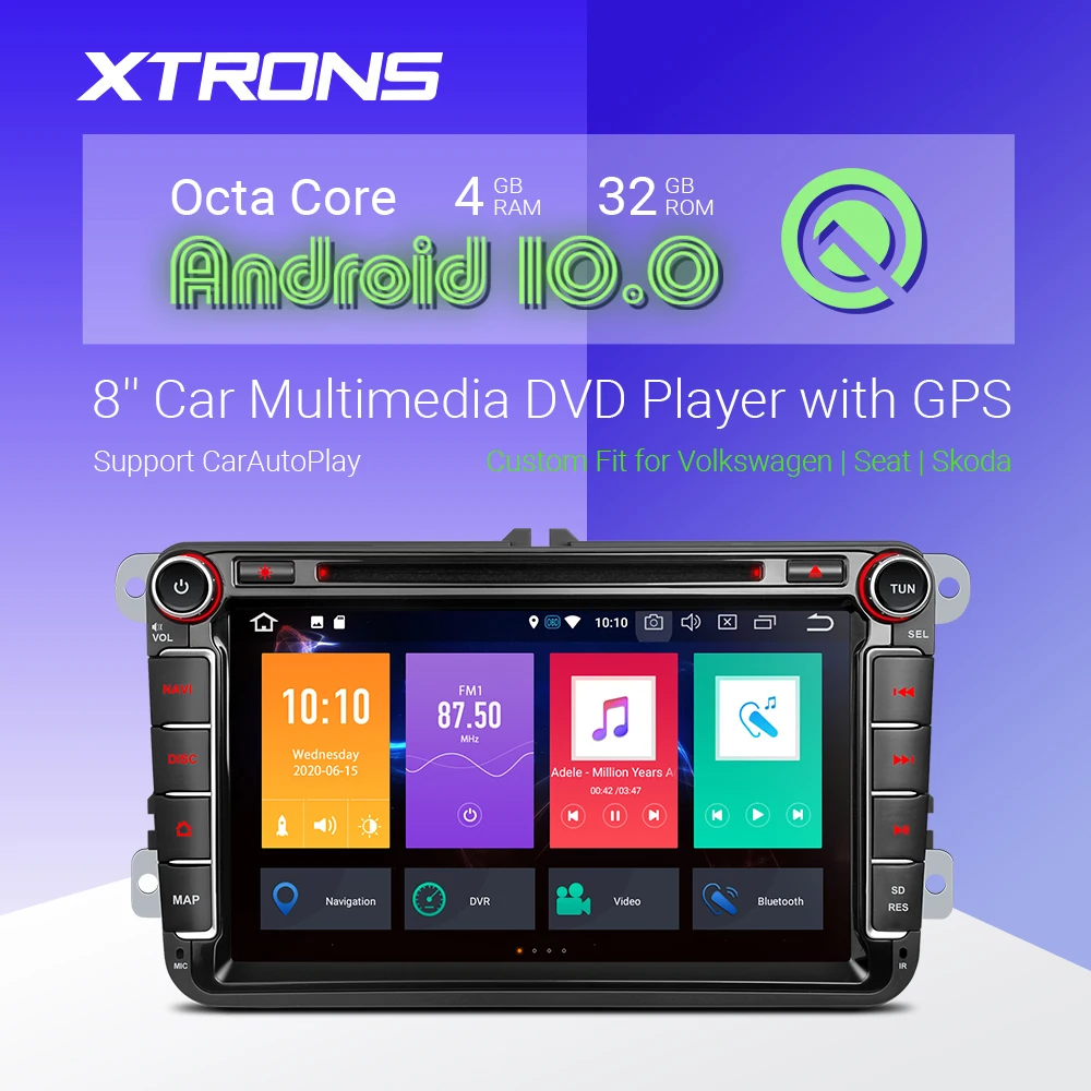 Автомобильный DVD-плеер XTRONS на Android 10 0 PX5 с радио и GPS для VW Volkswagen Golf Passat Touran Tiguan Sharan