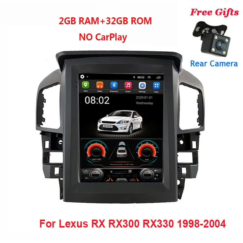 Автомобильный радиоприемник в стиле Tesla Android 10 0 для Lexus RX RX300 RX330 RX350 RX400 RX450 1998-2004