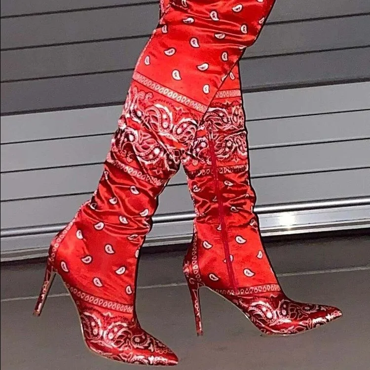 

Oversized knee 2021 winter new print pointed boots women's boots women's Boots