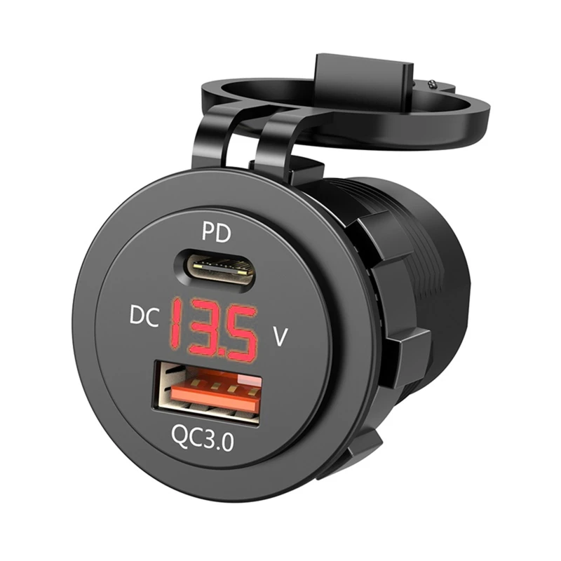 Водонепроницаемость IP66 12 В постоянного тока питание QC3.0 двойной тип c 5 3 А USB для