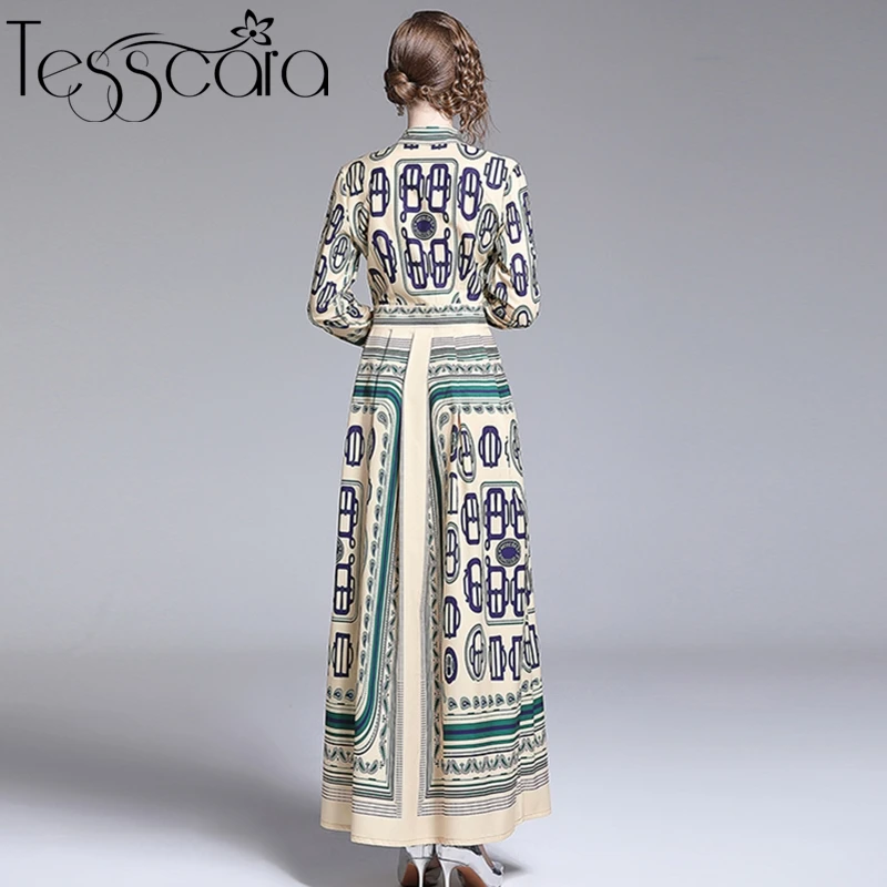 Женская Осенняя элегантная рубашка TESSCARA длинное вечерние нее платье макси с