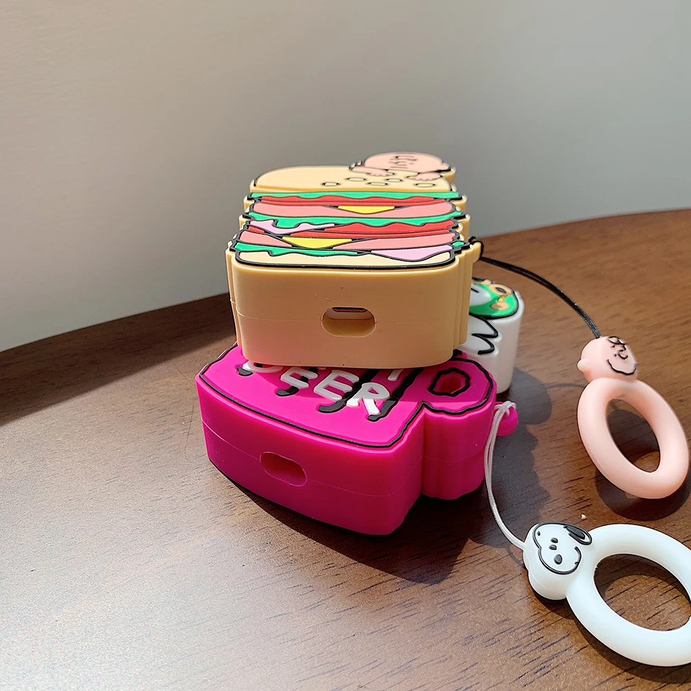 Силиконовый чехол для наушников Apple AirPods с милым 3D изображением гамбургера Шарли пива Snoopy