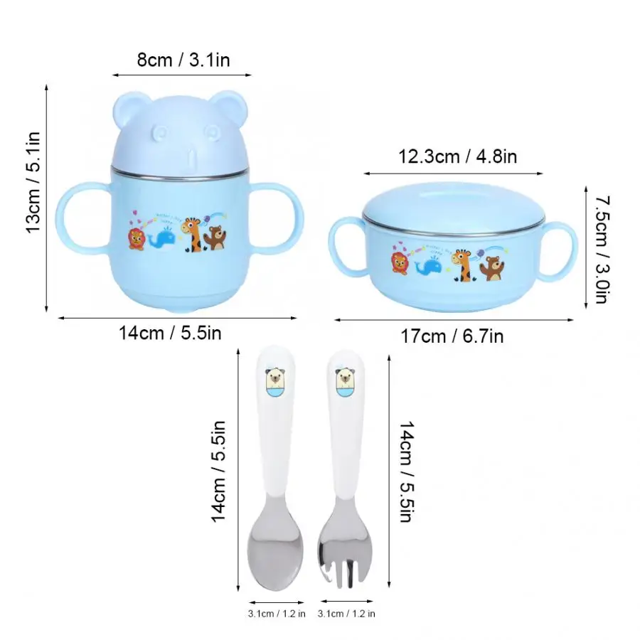 Милый мультяшный набор детской посуды из нержавеющей стали детская чаша чашка