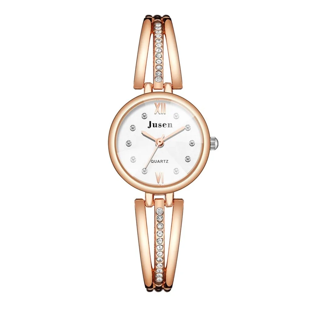 Модные Простые инкрустированные часы с ремешком из сплава часы-браслет женские