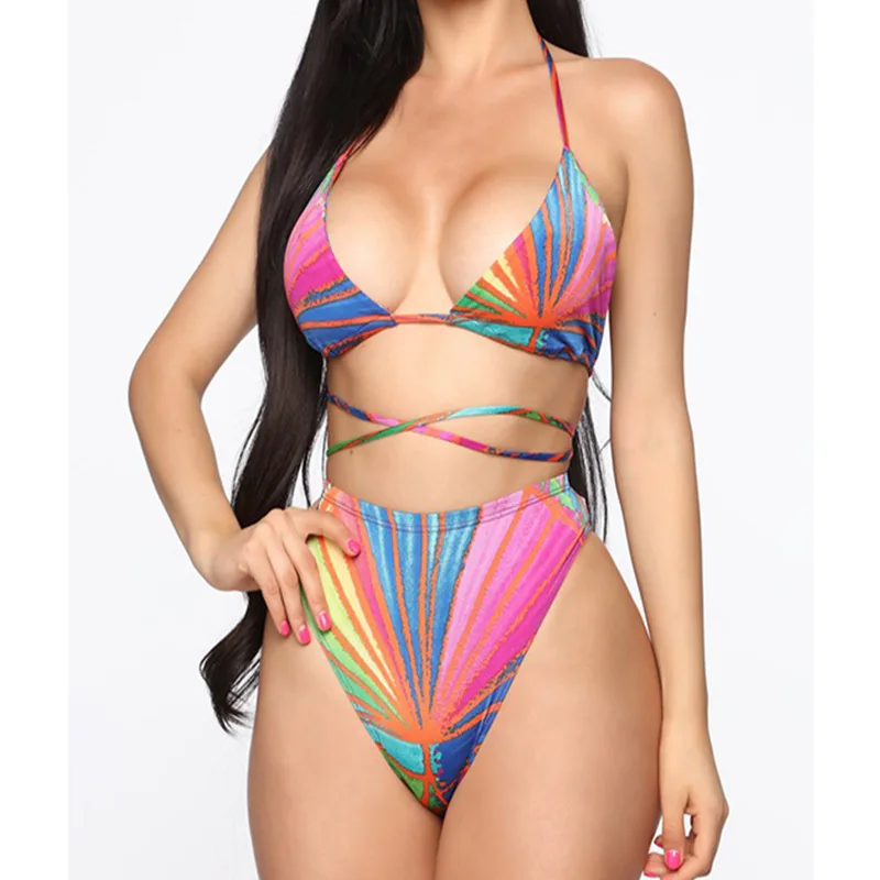 

2021 new split swimsuit sexy sand three piece Bikini set women trikini
